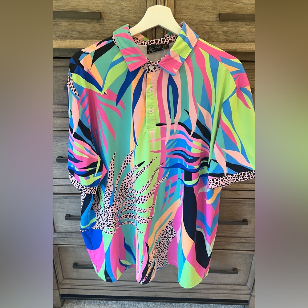 Sunday Swagger Vibrant Multicolor Abstract Golf Shirt